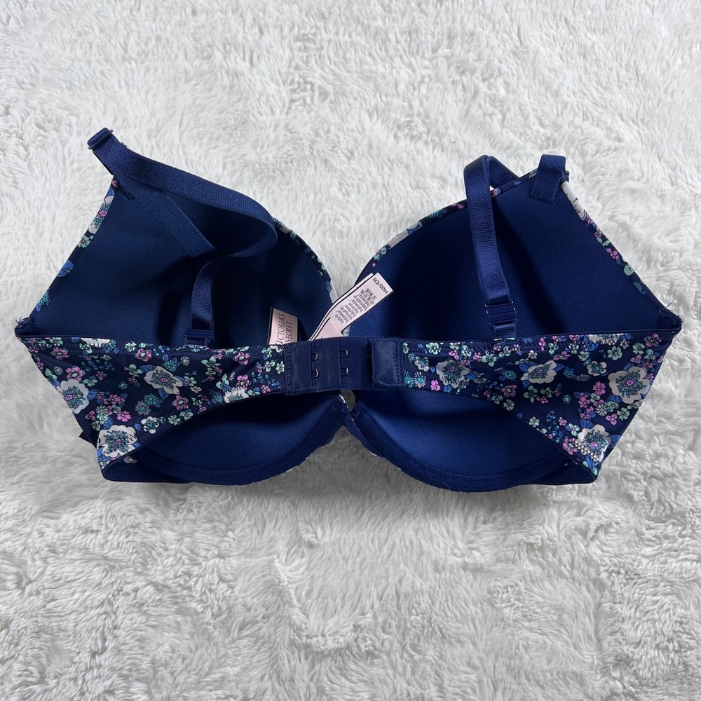 Victorias Secret Women's  Floral Push-Up Bra Navy Blue Size 34DD NWT 11173217 - Picture 7 of 12